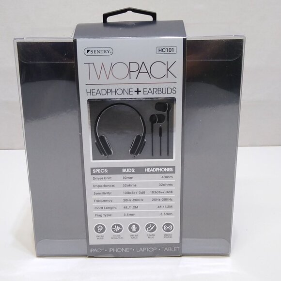 Sentry Two Pack Headphone & Earbud In-Line Microphones iPad iPhone Laptop Tablet - Picture 3 of 6